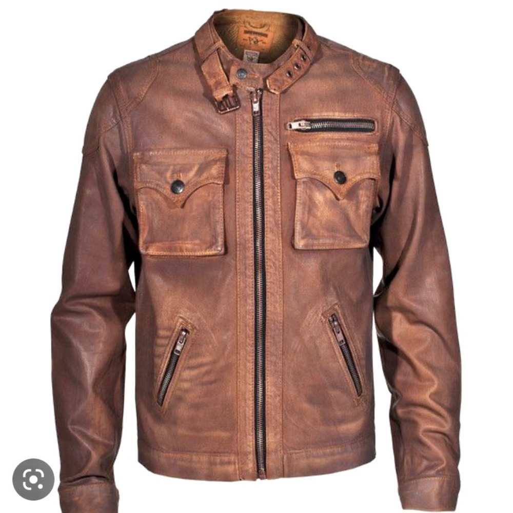 True Religion Chad Badlands Moto Jacket - Waxed Cotton Canvas